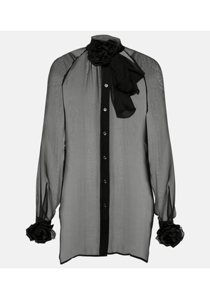 Dolce&Gabbana Floral-applique silk chiffon blouse
