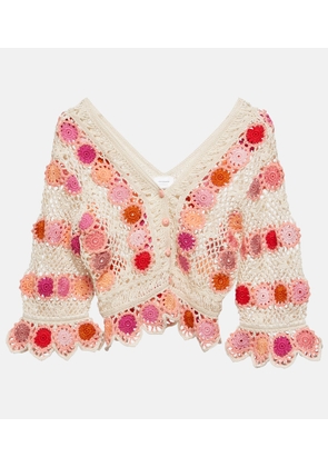 Anna Kosturova Bouquet floral cotton crochet top