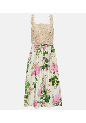 Oscar de la Renta Floral guipure lace midi dress