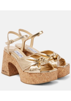 Jimmy Choo Heloise 95 metallic leather wedge sandals