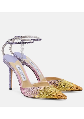 Jimmy Choo Saeda 100 embellished satin pumps