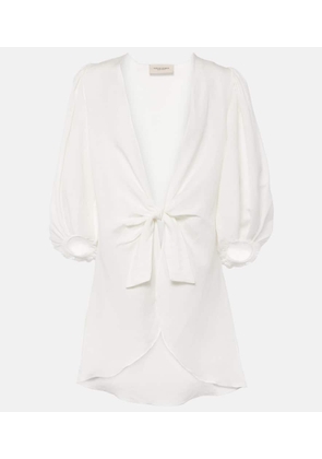 Adriana Degreas Puff-sleeve linen-blend blouse