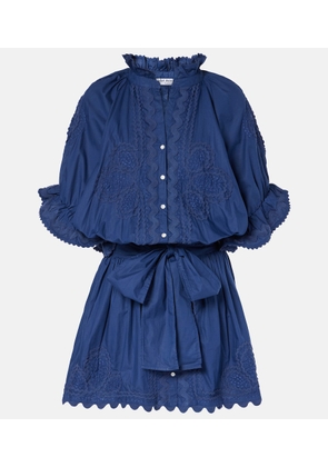 Juliet Dunn Embroidered cotton poplin minidress