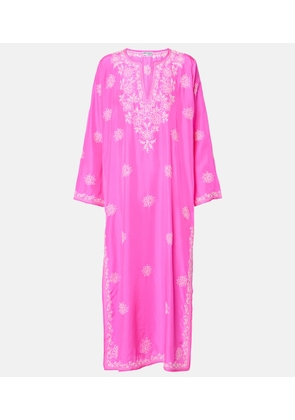 Juliet Dunn Embroidered silk kaftan