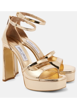 Jimmy Choo Claressa metallic leather platform sandals