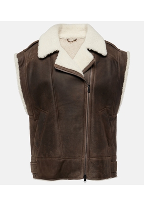 Brunello Cucinelli Shearling-lined leather vest
