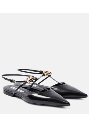 Victoria Beckham B Buckle leather slingback flats