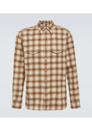 Tom Ford Checked cotton blend Oxford shirt