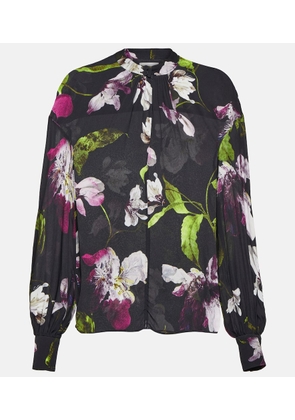 Erdem Floral gathered crepe blouse