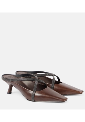 Brunello Cucinelli Monili leather mules