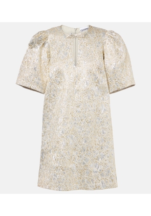 Ganni Bow-detail brocade minidress
