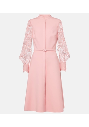 Oscar de la Renta Guipure lace-trimmed wool-blend midi dress