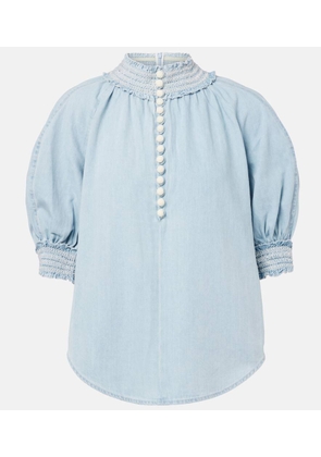 Zimmermann Ascension balloon-sleeve denim blouse