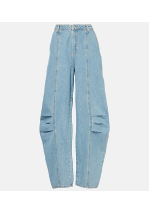 Rotate High-rise barrel-leg jeans