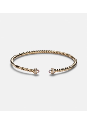 David Yurman CablespiraÂ® Flex 18kt gold cuff bracelet with freshwater pearls and diamonds