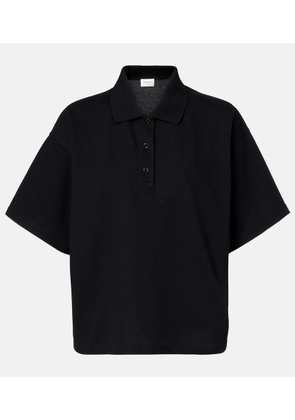 Saint Laurent Cassandre cotton-blend pique polo shirt