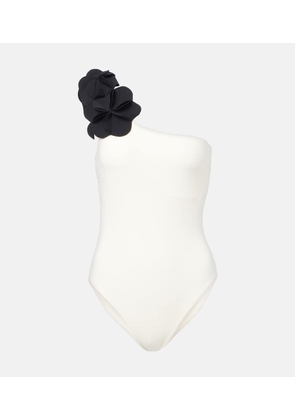 Karla Colletto Tess floral-applique one-shoulder swimsuit