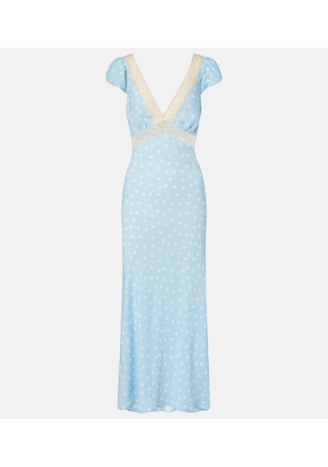 Rixo Iggy lace-trimmed polka-dot midi dress