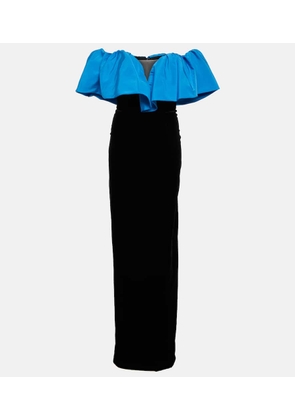 Monique Lhuillier Ruffle-trimmed taffeta gown