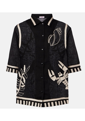 Eres Crab embroidered linen shirt