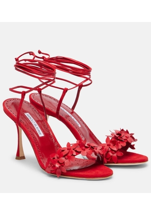 Manolo Blahnik Anista floral-applique leather sandals