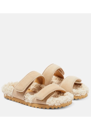 Gia Borghini Alvine suede and shearling slides