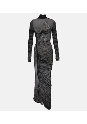 Mugler Ruched sheer maxi dress