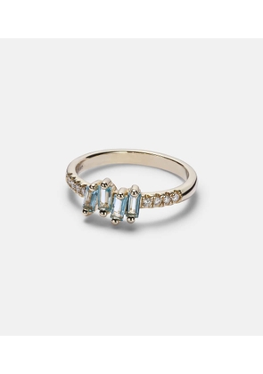Suzanne Kalan 14kt gold ring with diamonds and topaz