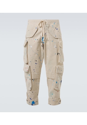 Greg Lauren Painters printed cotton cargo pants