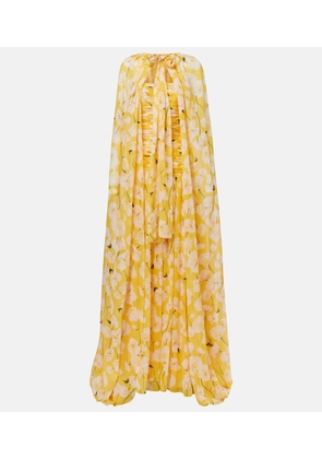 Carolina Herrera Gathered caped silk gown