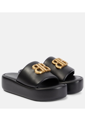 Balenciaga Rise BB leather platform slides