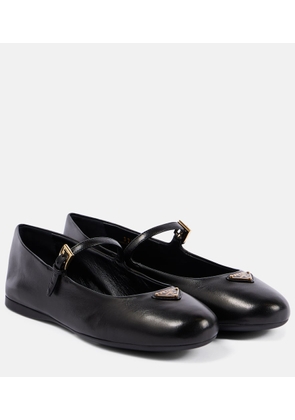 Prada Logo leather Mary Jane flats
