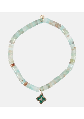 Sydney Evan 14kt gold Moroccan charm beaded bracelet with diamond