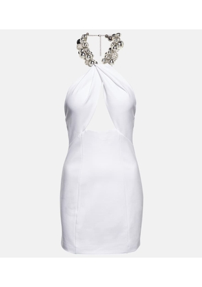 Area Embellished halterneck jersey minidress