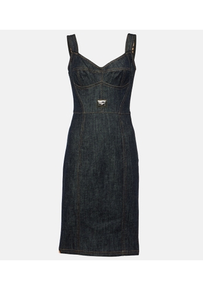 Dolce&Gabbana Logo embroidered denim midi dress