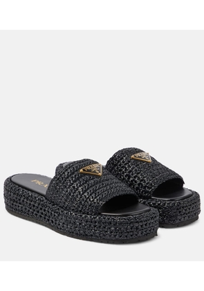 Prada Logo espadrille slides