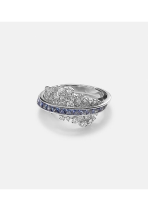 Ananya Scatter Energy 18kt white gold ring with diamonds and sapphires