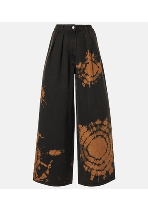 Alanui Printed cotton wide-leg pants