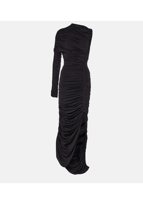 Mugler Asymmetric ruched midi dress