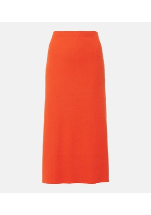 Vince Ribbed-knit cotton-blend midi skirt