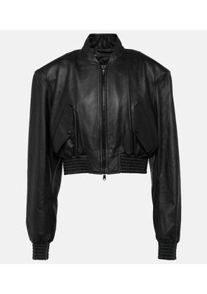 Wardrobe.NYC Cropped leather bomber jacket