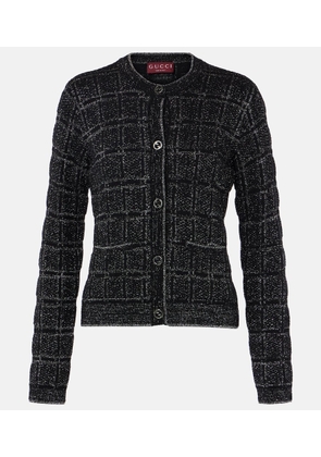 Gucci Checked wool-blend lame cardigan