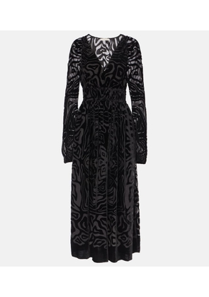Ulla Johnson Elora velvet and mesh midi dress