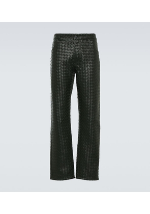Bottega Veneta Intrecciato leather straight pants