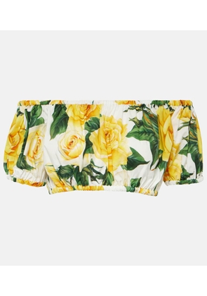 Dolce&Gabbana Floral off-shoulder cotton crop top