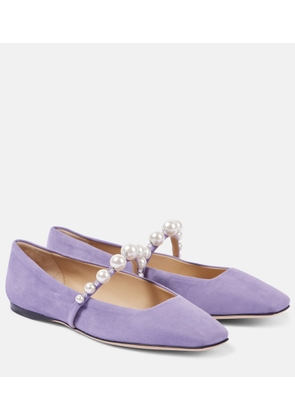 Jimmy Choo Ade embellished suede ballet flats
