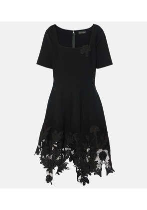Oscar de la Renta Lace-trimmed knitted minidress