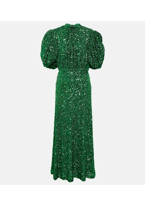 Rotate Sequined puff-sleeve maxi dress