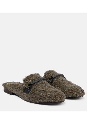 Brunello Cucinelli Embellished shearling slippers