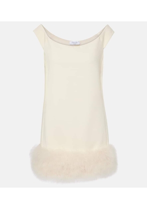 Blumarine Feather-trimmed crepe minidress